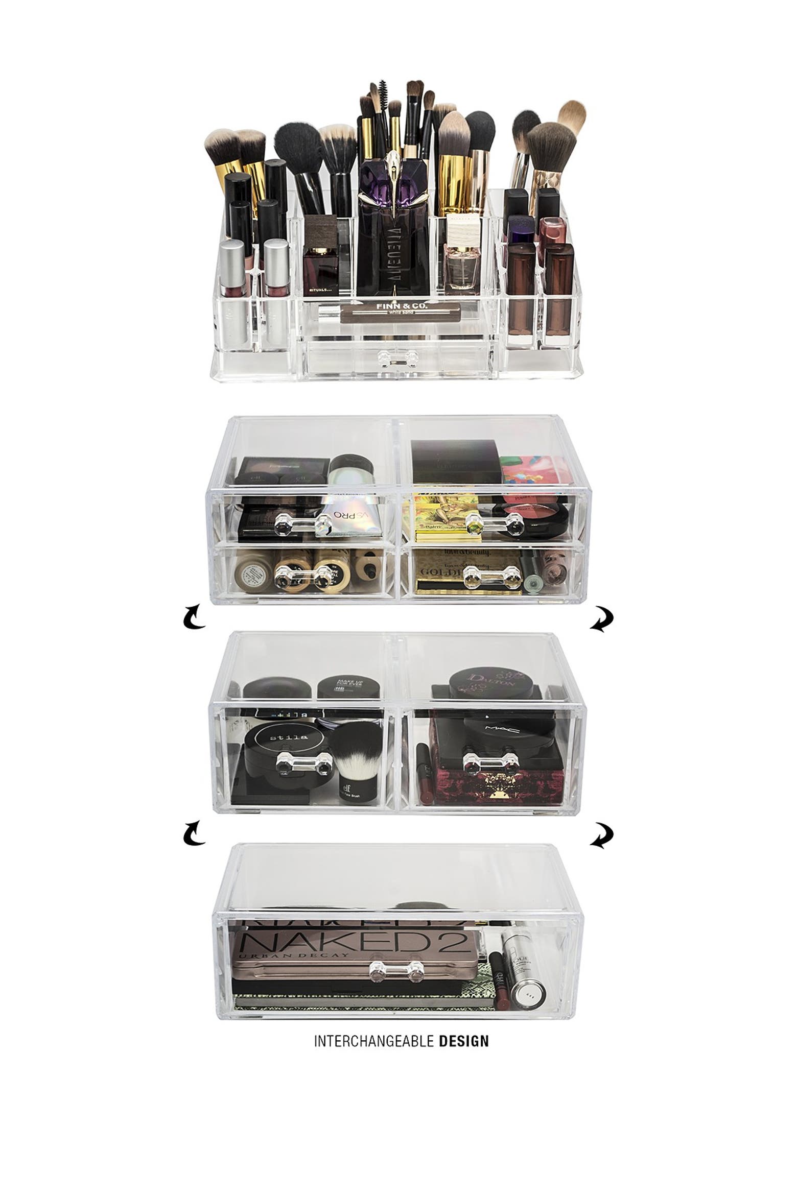 Small Rectangular Makeup SORBUS Acrylic 4 Level Cosmetics Makeup & Jewelry Storage Case Display ...