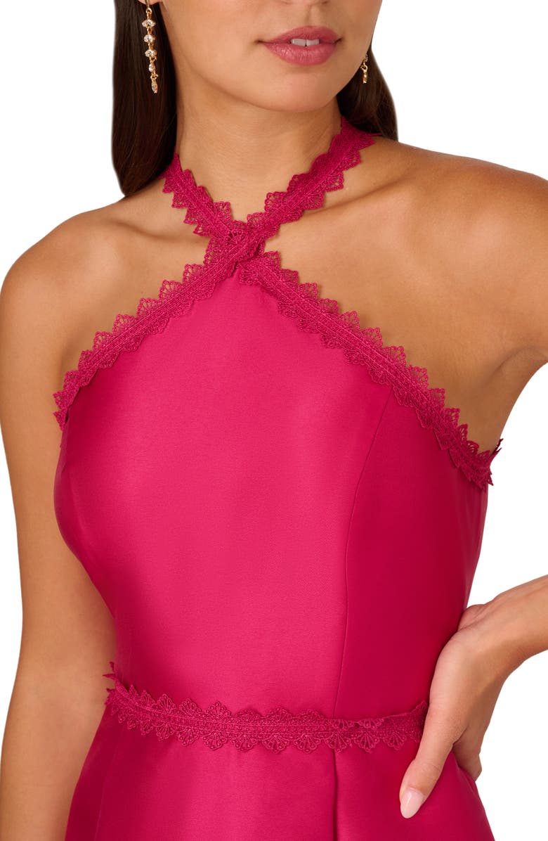 Adrianna Papell Halter High-Low Mikado Dress, Alternate, color, 