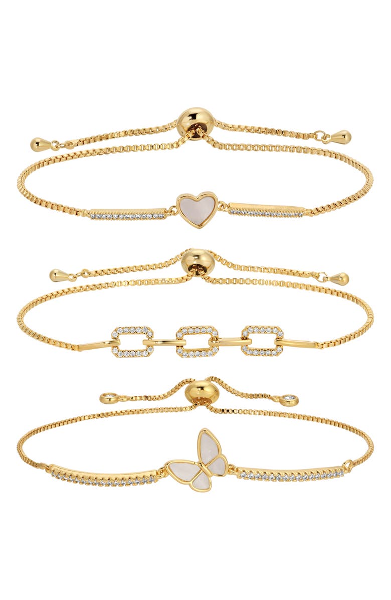 EYE CANDY LOS ANGELES Set Of 3 Chloe Cubic Zirconia Bracelets, Main, color, Gold