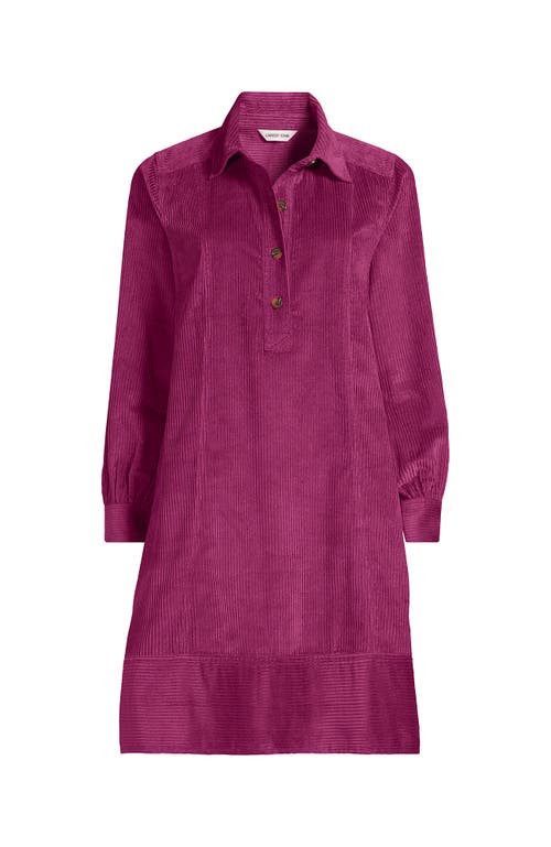 Lands' End Plus Size Wide Wale Cord Popover Long Sleeve Shirt Dress In Purple