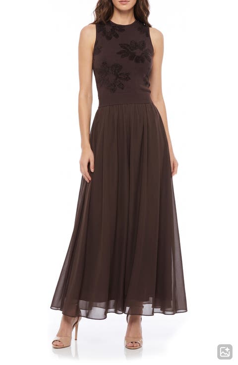 Mixed Media Beaded Midi Dress
