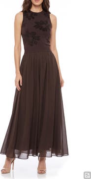 Taylor Dresses Mixed Media Beaded Midi Dress