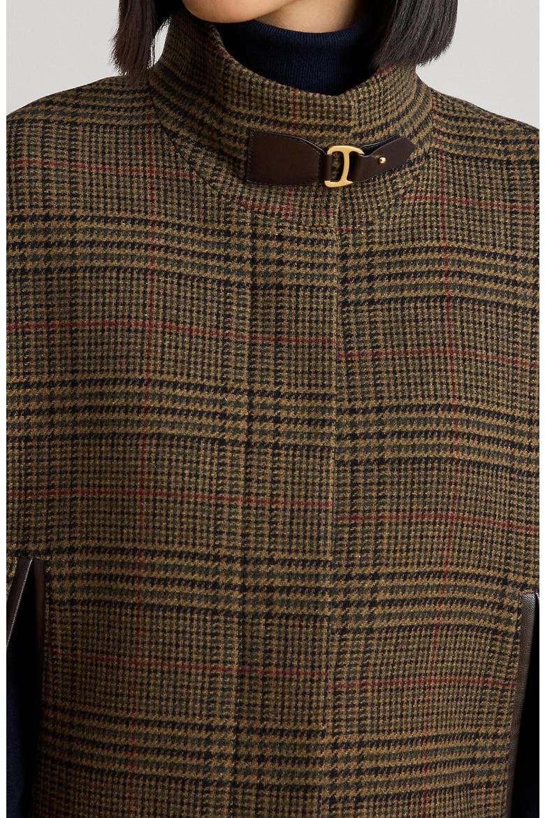 Houndstooth Wool Blend Cape, Alternate, color, GRAND LODEN PLAID