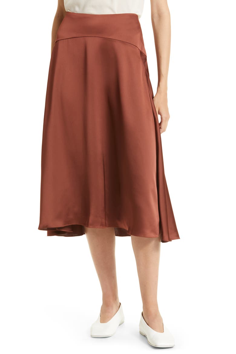 Midi Flutter Skirt, Main, color, RUST CHERRY