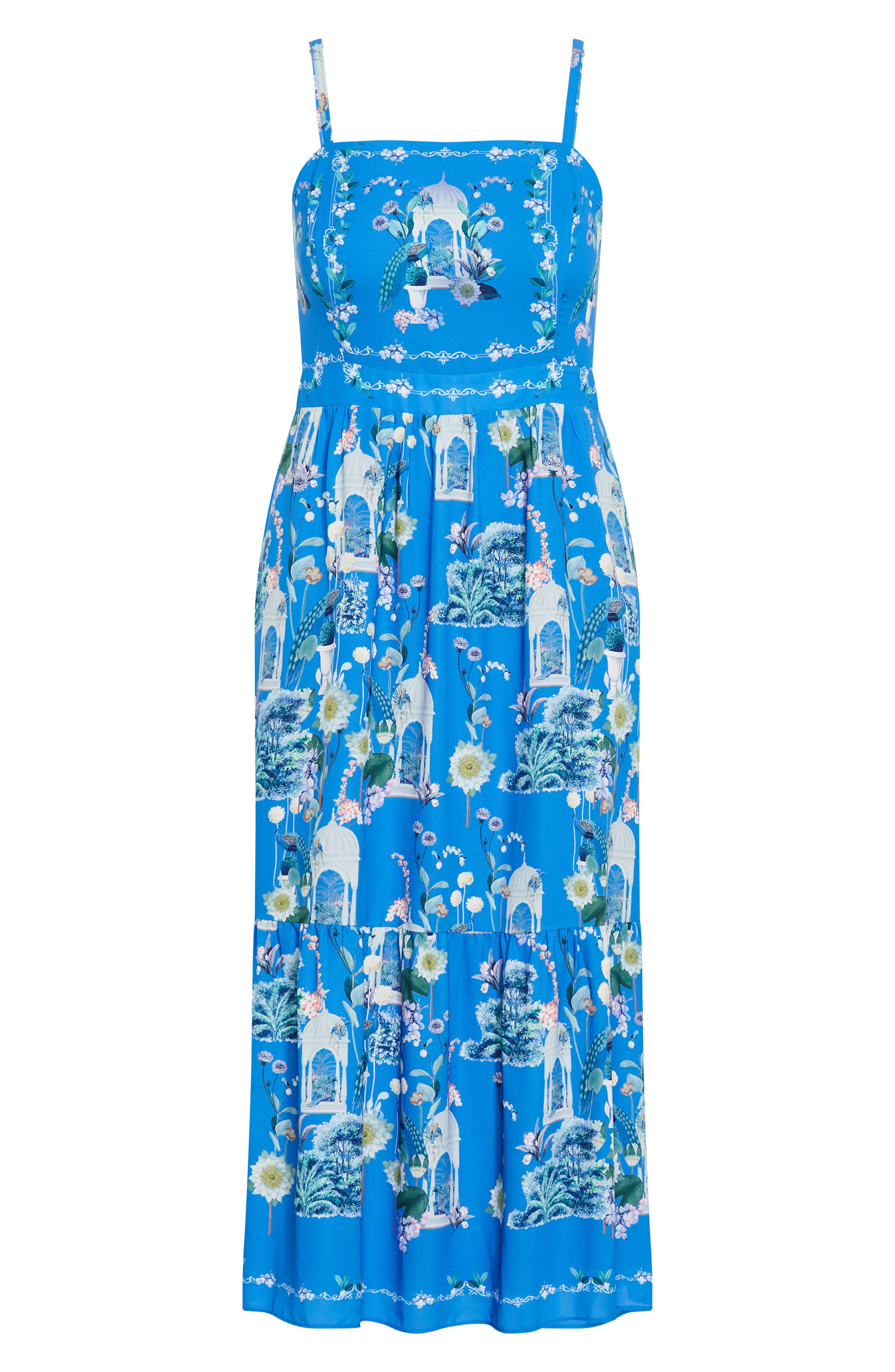 City Chic Molly Floral Midi Sundress In Blue