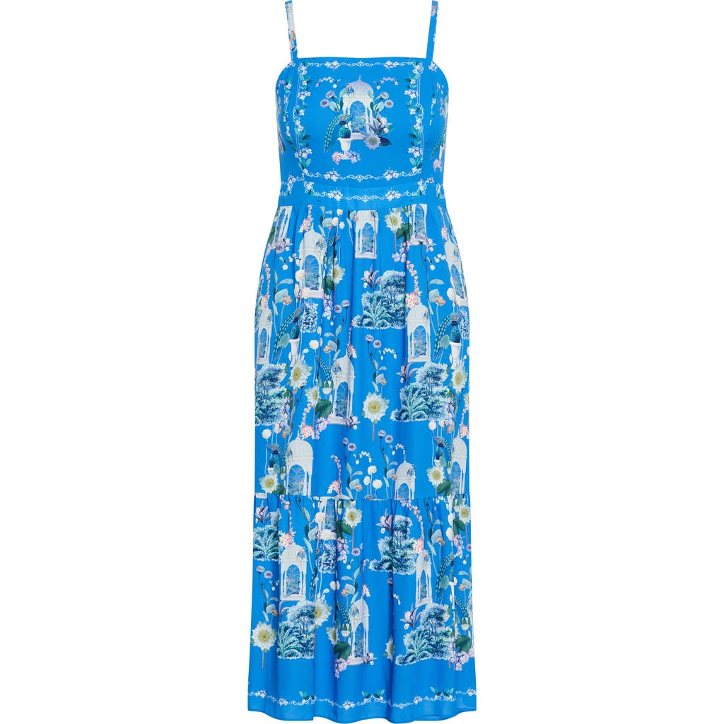 City Chic Molly Floral Midi Sundress In Blue