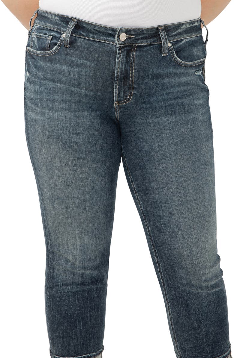 Silver Jeans Co. Suki Curvy Cuff Crop Straight Leg Jeans, Alternate, color, Chord