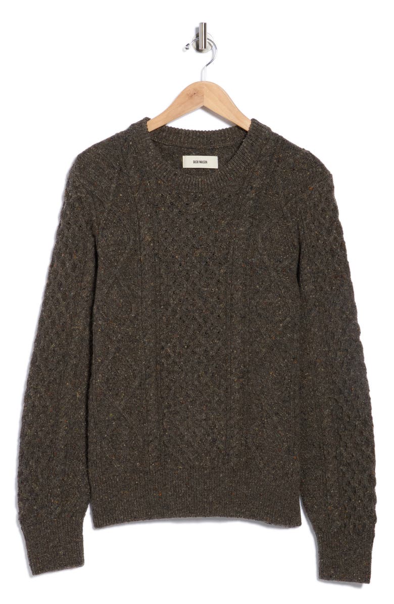 BUCK MASON Donegal Cable Knit Wool Sweater, Alternate, color,