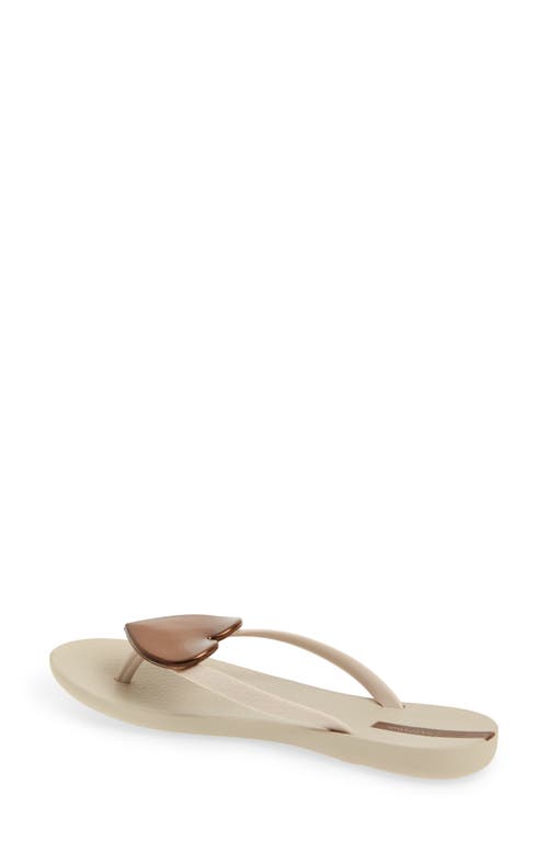Ipanema Women's Wave Heart Sparkle Flip-flop Sandals In Beige/bronze