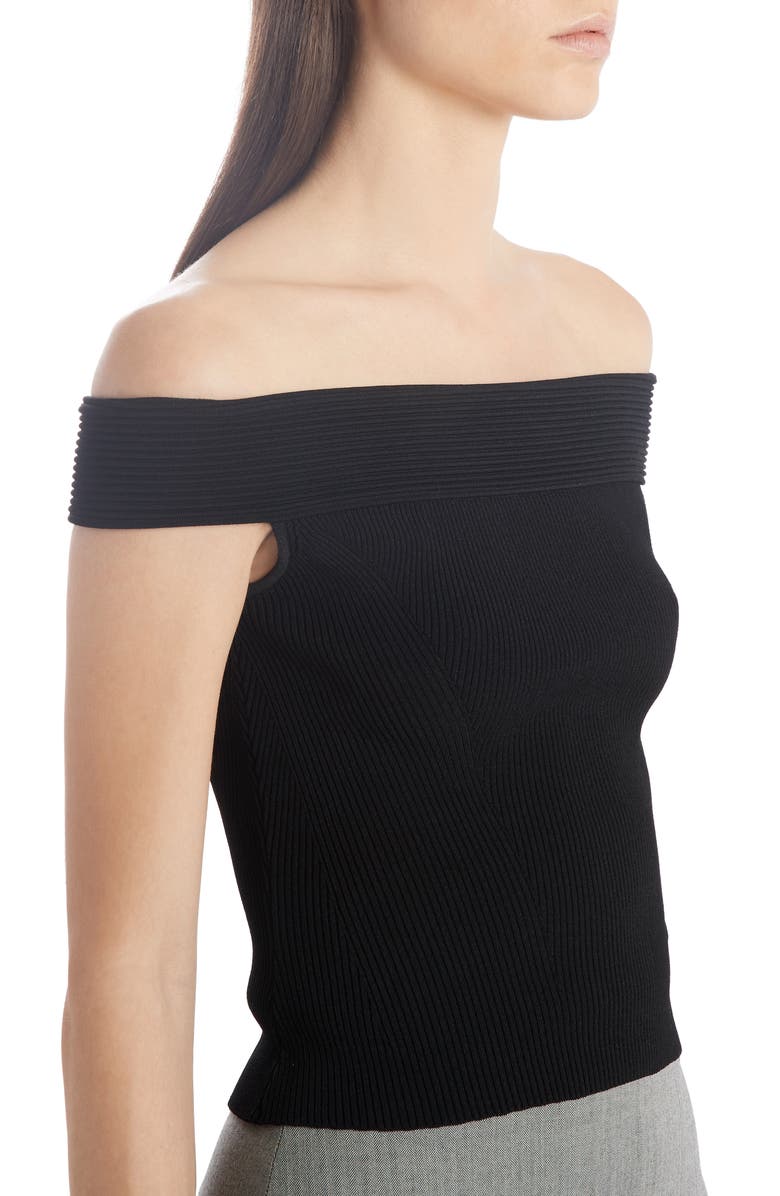 McQueen Alexander McQueen Off the Shoulder Rib Sweater, Alternate, color, 