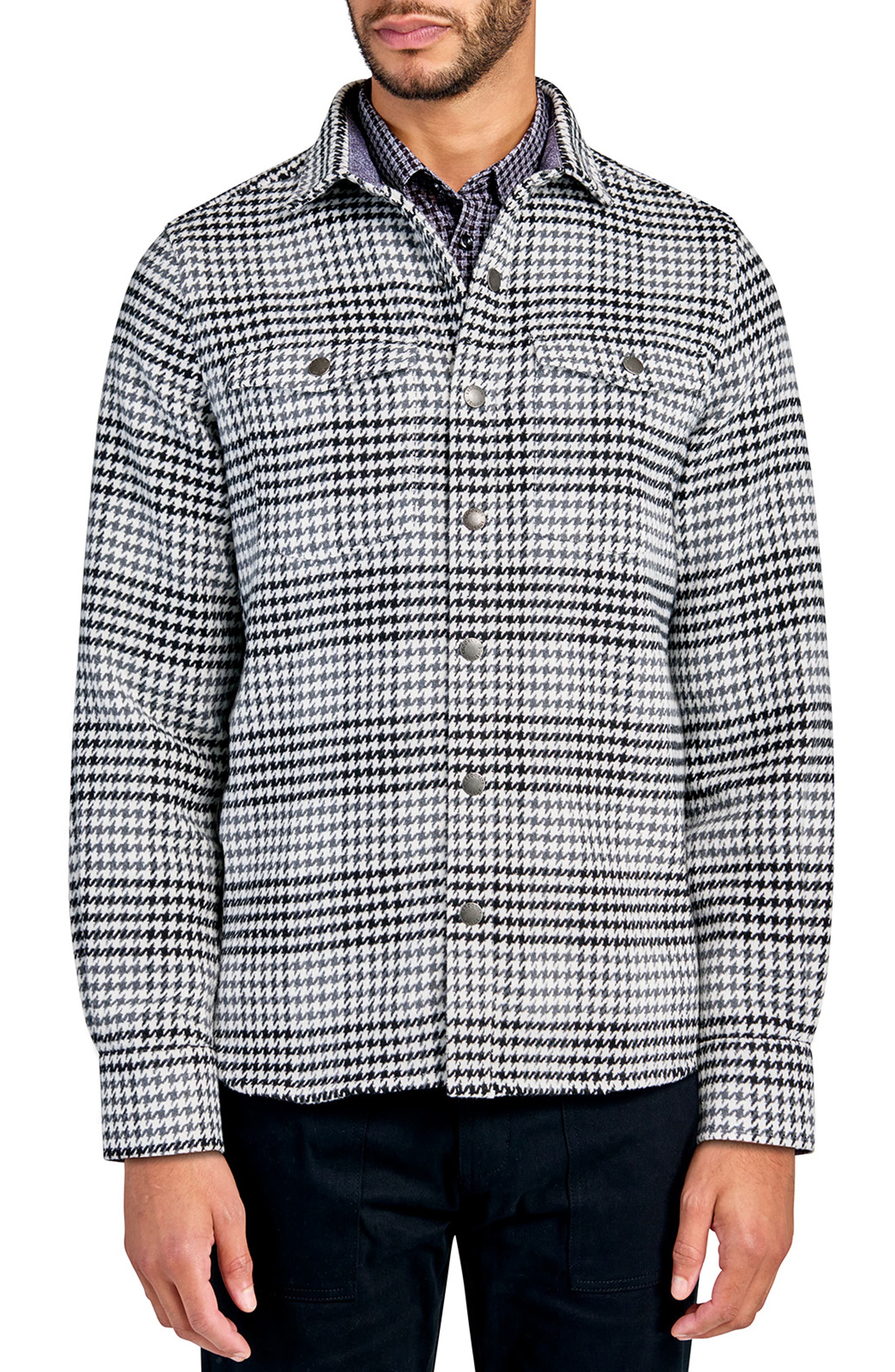 Houndstooth Printed Shirt Jacket