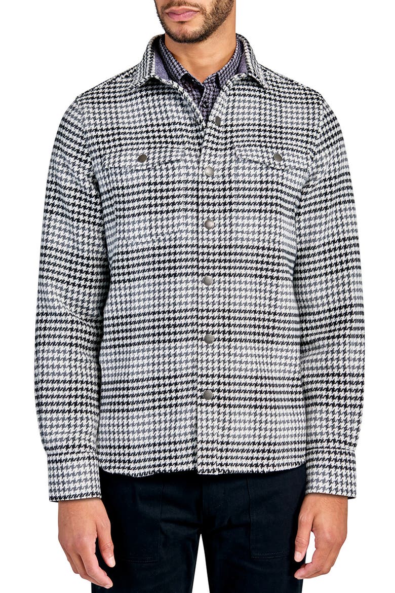 Houndstooth Printed Shirt Jacket, Main, color, GREY