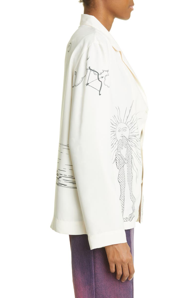 Marine Serre Unisex Lunar Reading Print Satin Blouse, Alternate, color, 