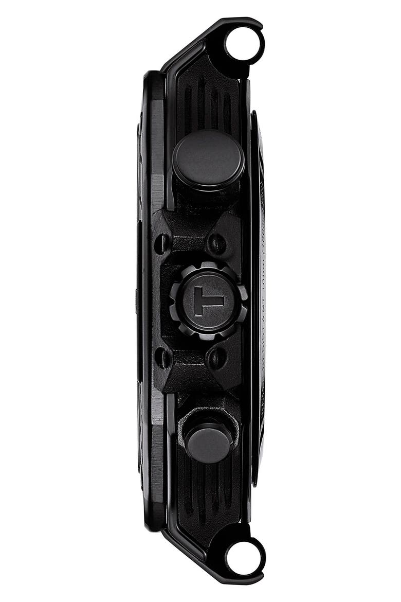 T-Race Chronograph Silicone Strap Watch, 45mm, Alternate, color, BLACK