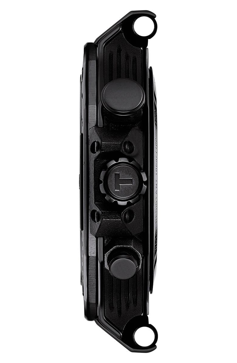 Tissot T-Race Chronograph Silicone Strap Watch, 45mm, Alternate, color, Black