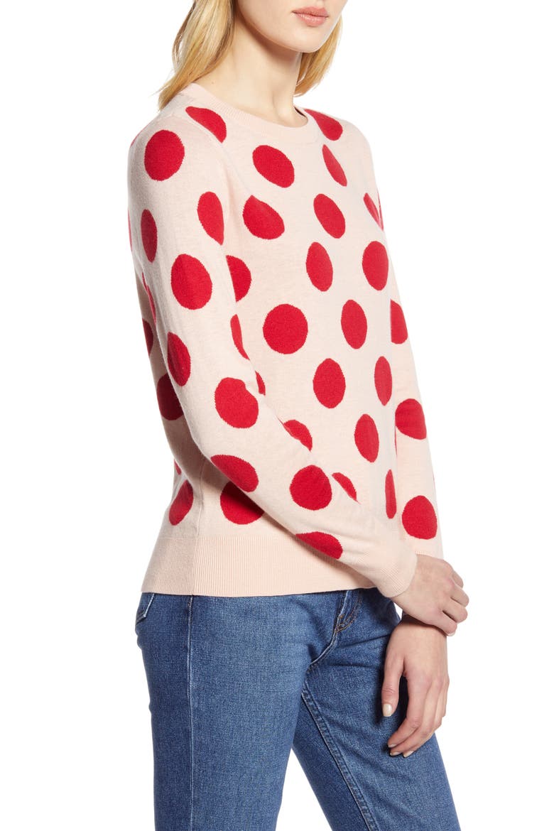 x Atlantic-Pacific Polka Dot Sweater (Nordstrom Exclusive), Alternate, color, PINK- RED LE DOT