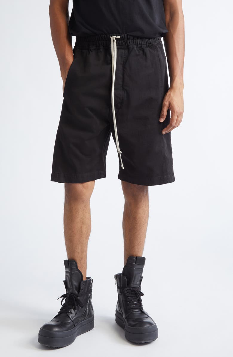 Rick Owens DRKSHDW Pusher Cotton Shorts, Main, color, Black