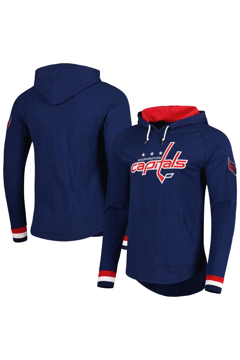 Men's Mitchell & Ness Navy Washington Capitals Legendary Slub Hoodie Long Sleeve T-Shirt, Main, color, Navy