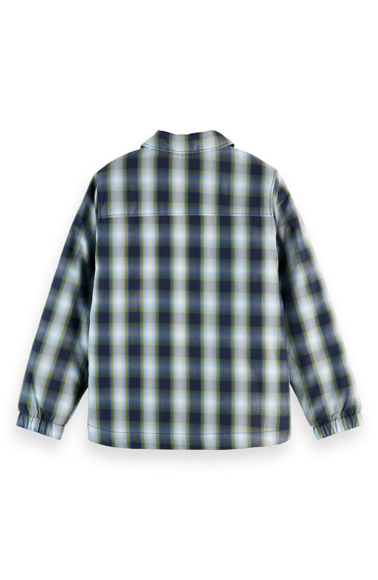 Scotch & Soda Kids' Plaid Insulated Snap-Up Shirt Jacket, Alternate, color, Sky Captain/ Calla G