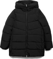 MANGO Water Repellent Hooded Puffer Coat