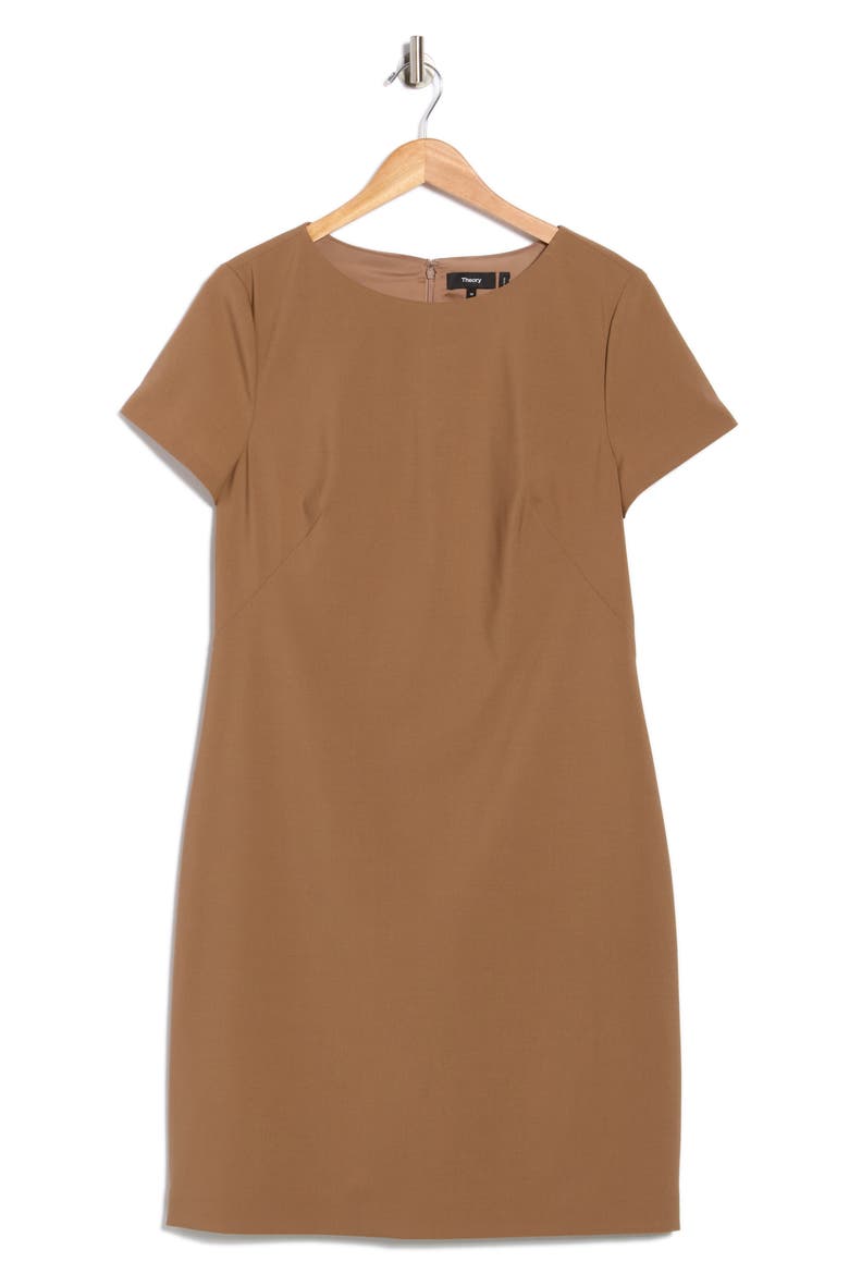 Betty Short Sleeve Shift Dress, Alternate, color, TRUFFLE