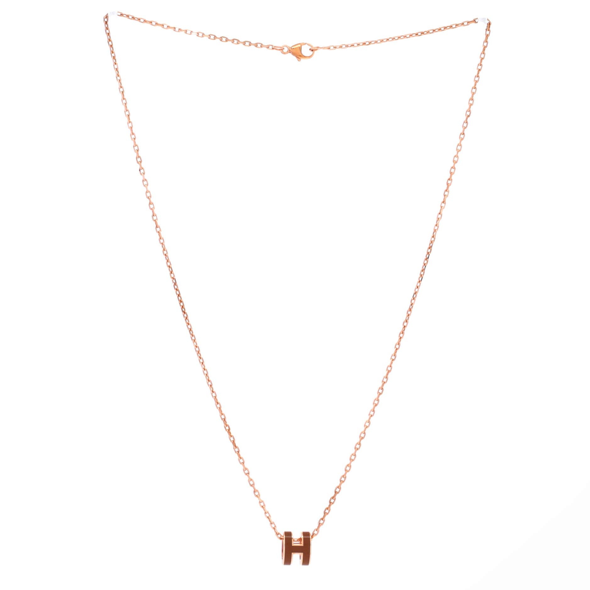 Pre-Owned Hermes Pop H Pendant Chain Necklace Metal and Enamel Mini, Alternate, color, Neutral