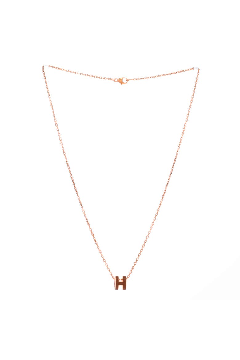 Pop H Pendant Chain Necklace Metal and Enamel Mini, Alternate, color, Neutral