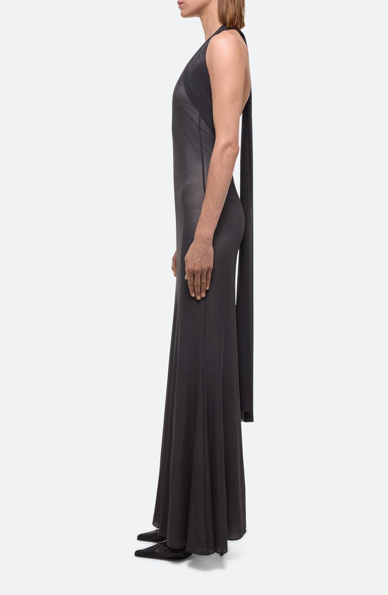 Helmut Lang Dancer Plunge Neck Halter Maxi Dress, Alternate, color, Black Sand - 22N