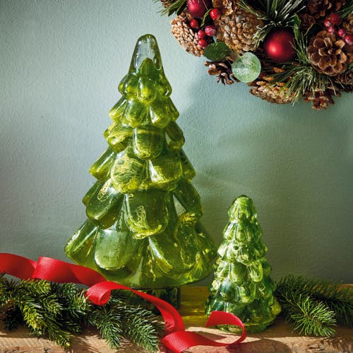 Tag Vine Glass Tree Decor Large Holiday Sculpture Green In Green