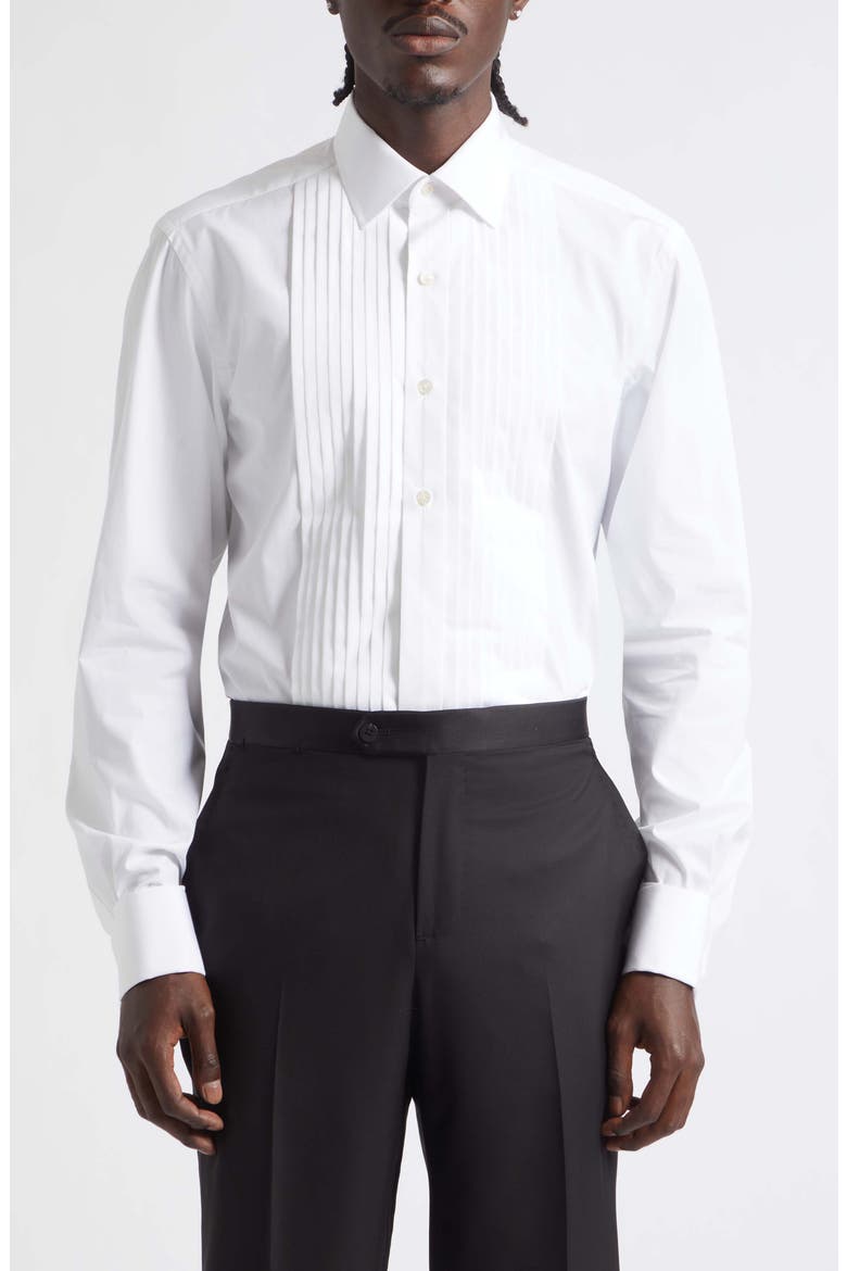 Classic Fit Cotton Poplin Tuxedo Shirt, Main, color, WAA OPTICAL WHITE