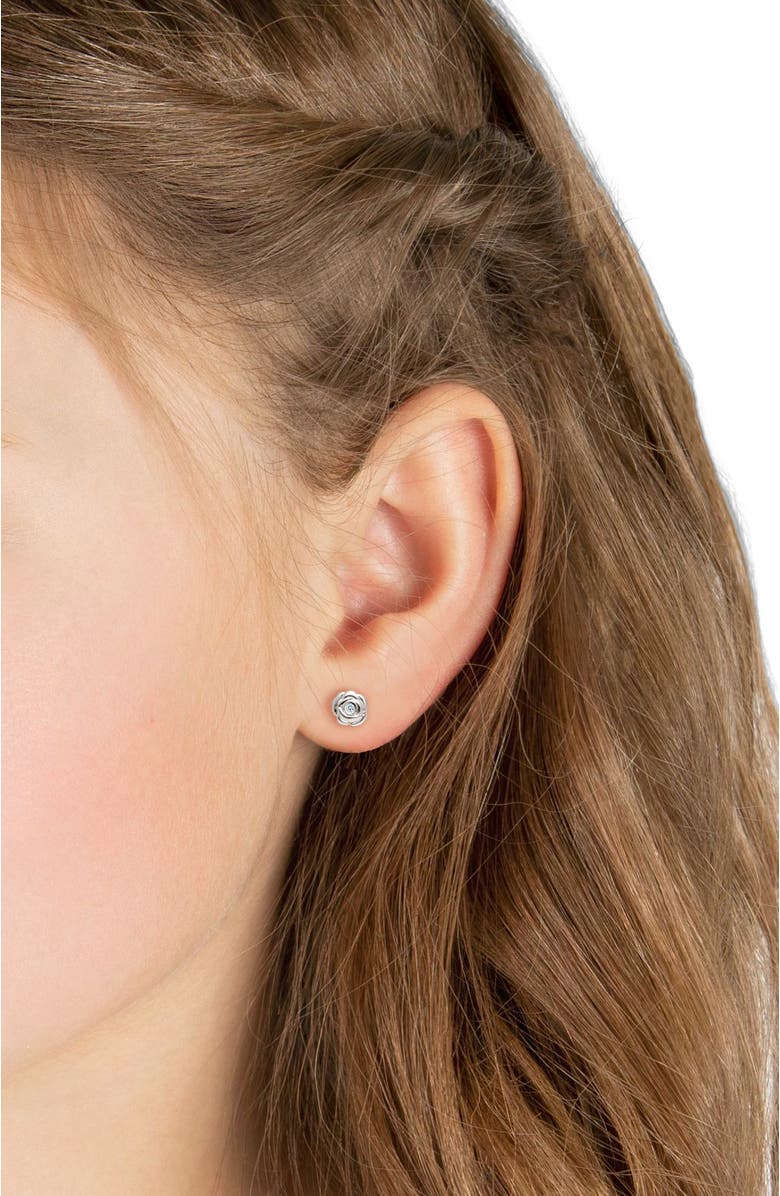 Tiny Blessings 14K Gold Blushing Rose Studs Screw Back Earrings, Alternate, color, 14K White Gold