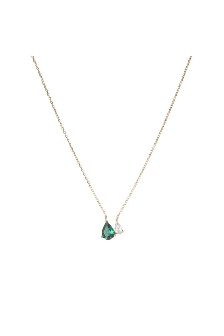 Emerald Green Double Pear Pendant Necklace, Main, color, Emerald Green