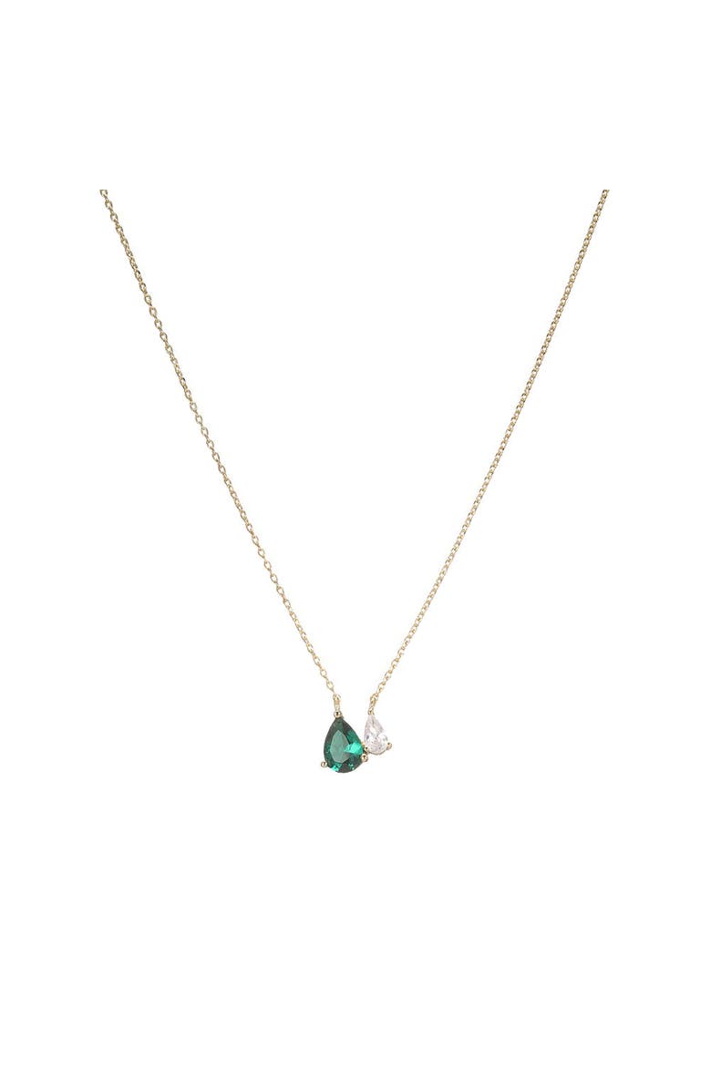 BY ADINA EDEN Emerald Green Double Pear Pendant Necklace, Main, color, Emerald Green