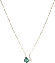 BY ADINA EDEN Emerald Green Double Pear Pendant Necklace