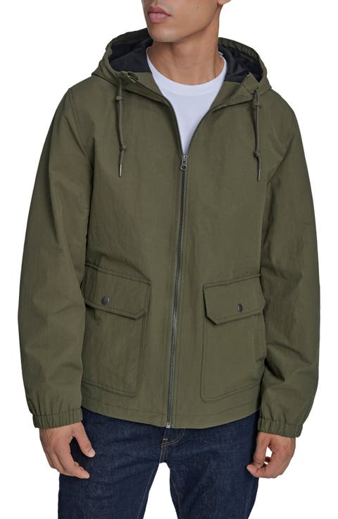 Water Resistant Hooded Nylon & Cotton Jacket