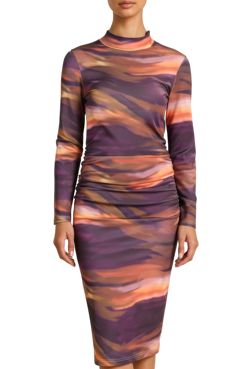 AREA STARS Mock Neck Jersey Dress, Alternate, color, Abstract Stripe