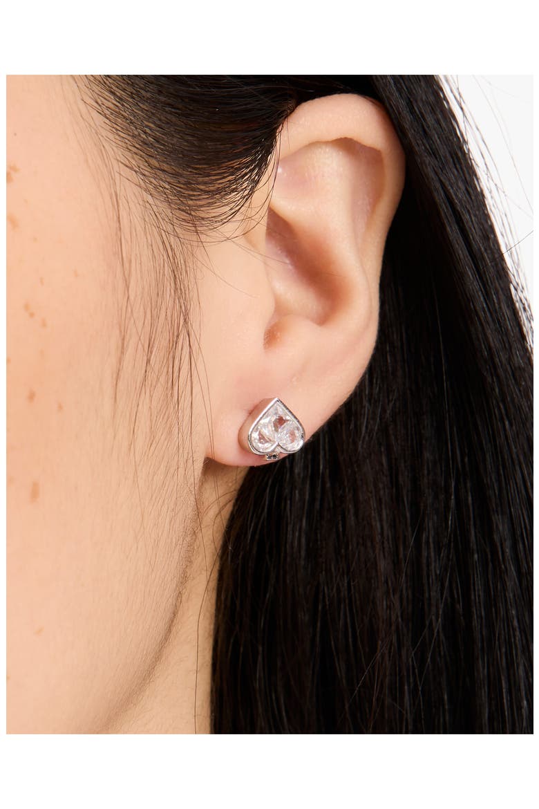 spade stud earrings, Alternate, color, CLEAR/SILVER.