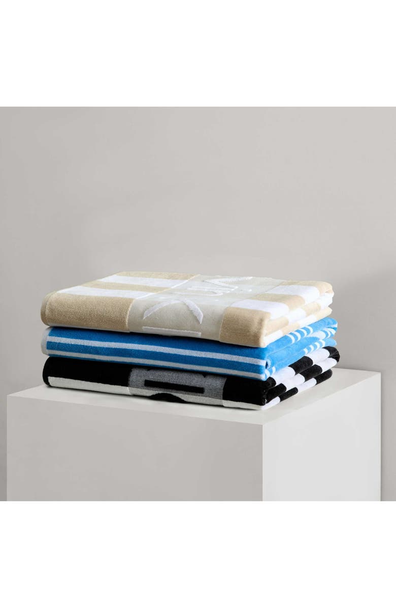 Calvin Klein Logo Stripe 2-Piece Beach Towel Set, Alternate, color, Black