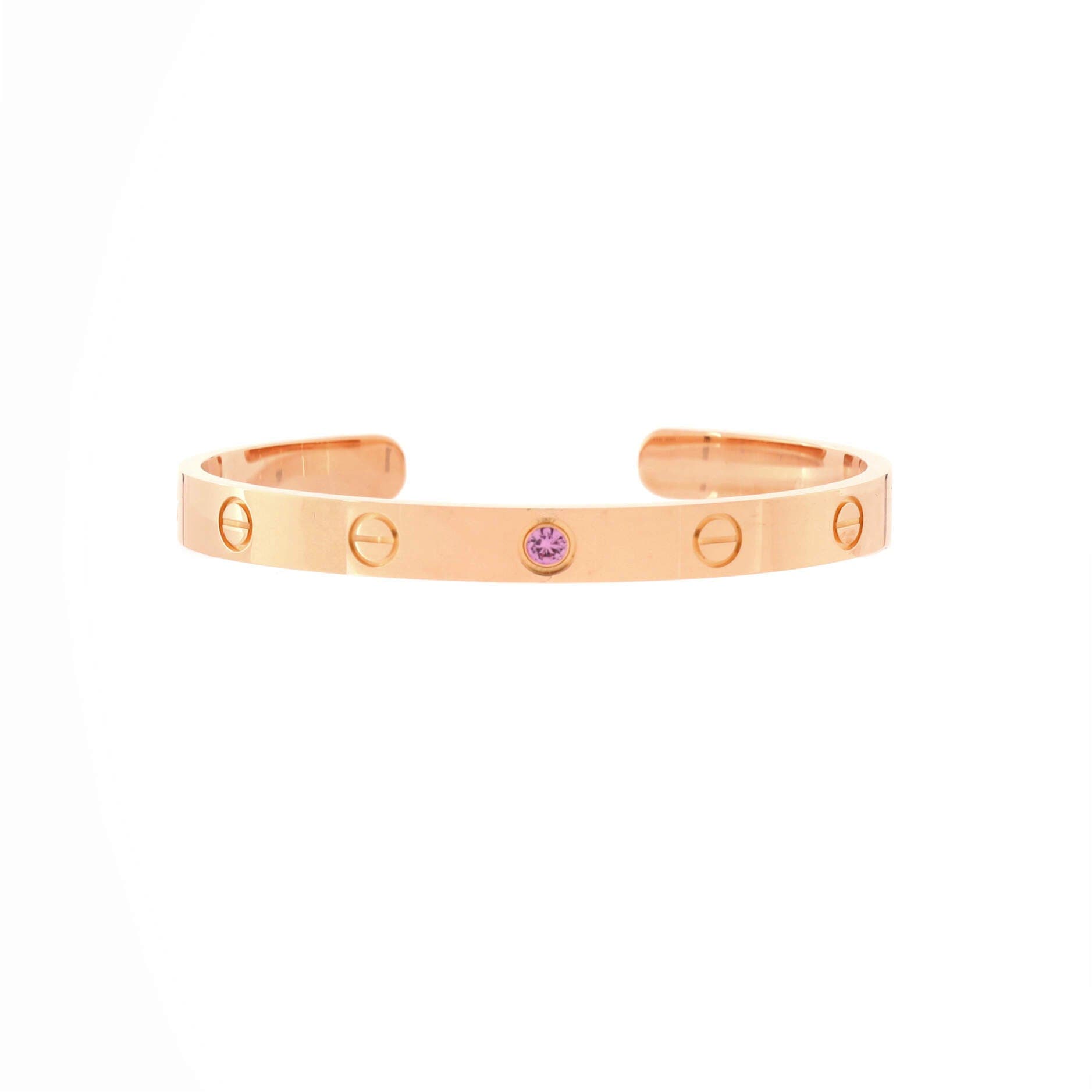 Love Cuff Bracelet 18K Rose Gold with Pink Sapphire, Main, color, Metallic Gold