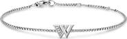 David Yurman Petite Pavé Initial Chain Bracelet in Sterling Silver with Diamonds