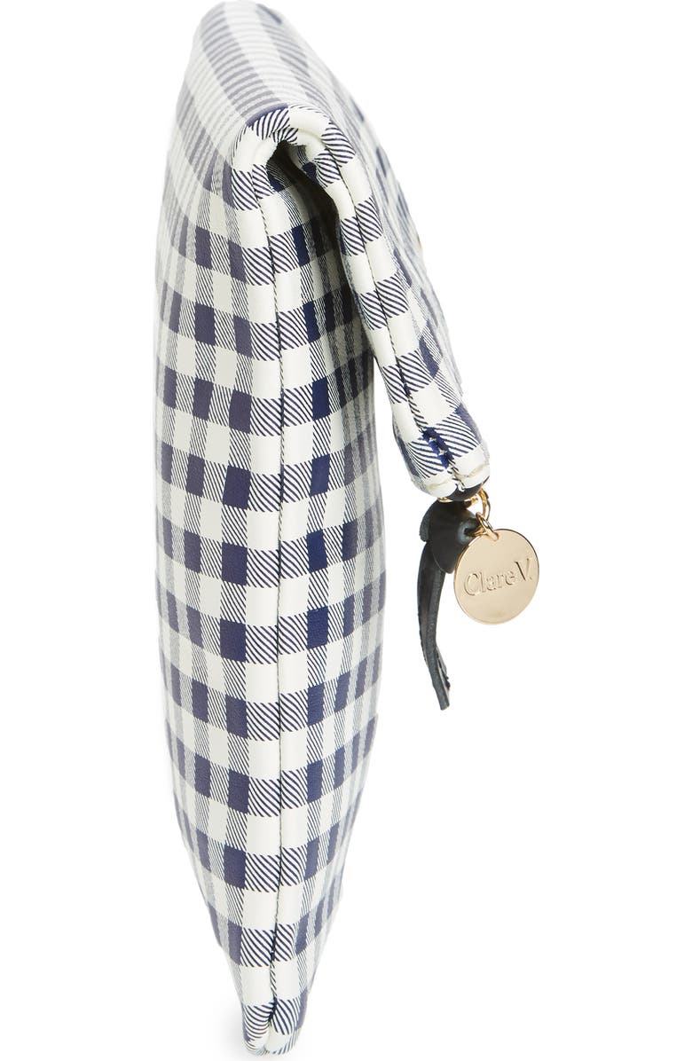 Clare V. Gingham Leather Foldover Clutch, Alternate, color,