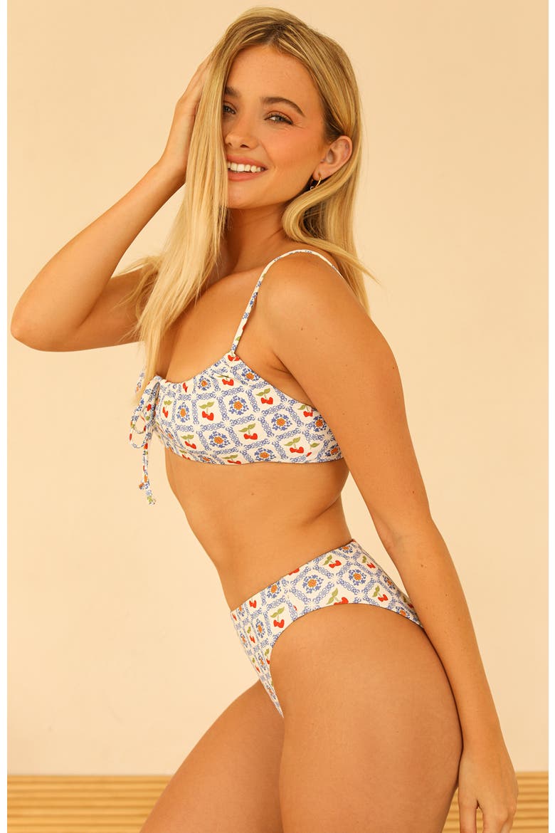 Seashore High Waist Cheeky Bikini Bottom, Alternate, color, Palmero