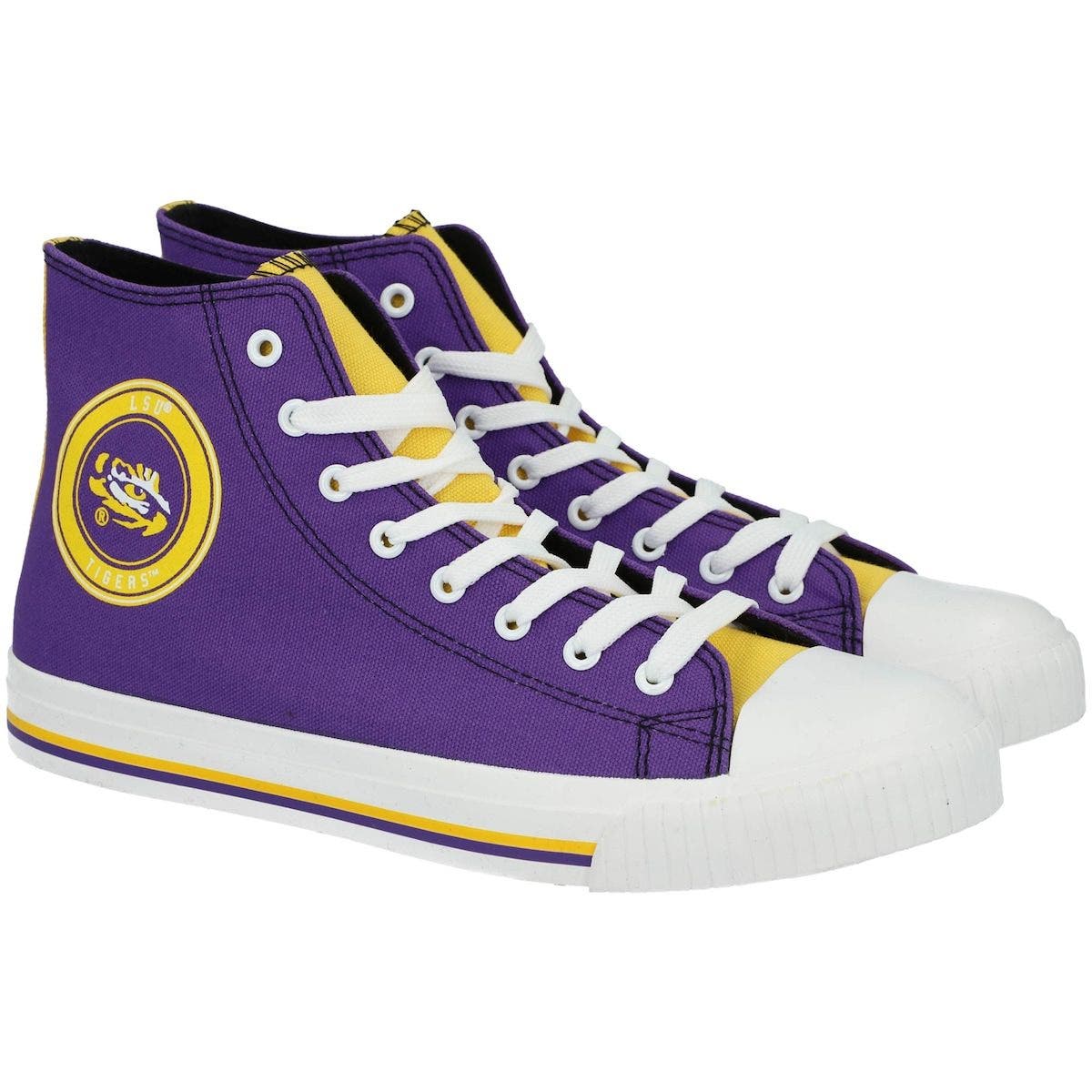 FOCO Men's FOCO LSU Tigers High Top Canvas Sneakers, Alternate, color, 