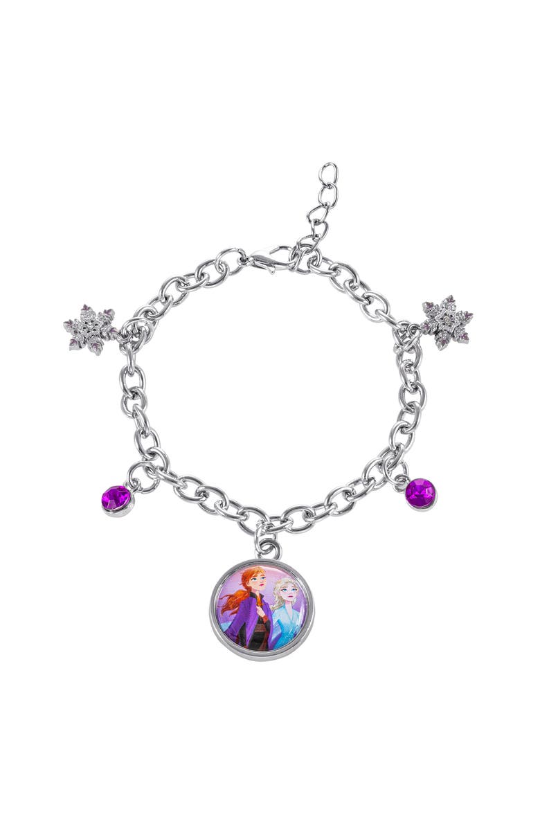 Disney Frozen Charm Bracelet Charm Bracelet with Frozen Charms , 6.5 inches, Main, color, Silver Ton, Blue, Purple