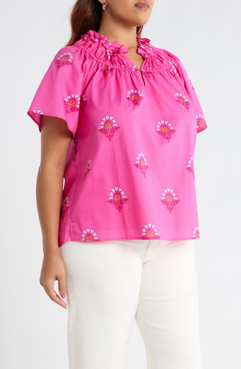 SUGARLIPS Scarlett Floral Darthy Smocked Neck Top, Alternate, color, Fuchsia-Pinks