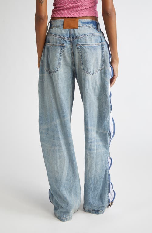 Alexander Wang Mesh Insert Curved Leg Jeans In Blue