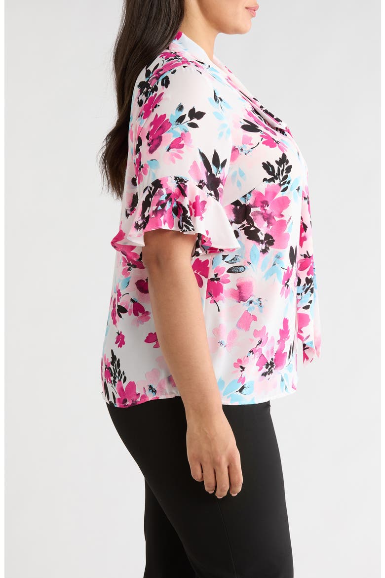 Floral Tie Neck Sleeveless Satin Top, Alternate, color, LILY WHITE MULTI