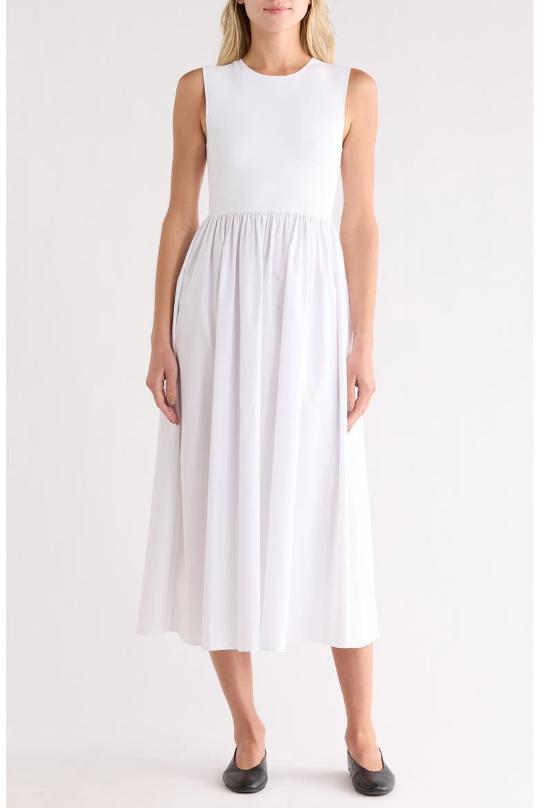 Sleeveless Mixed Media Dress, Main, color, WHITE