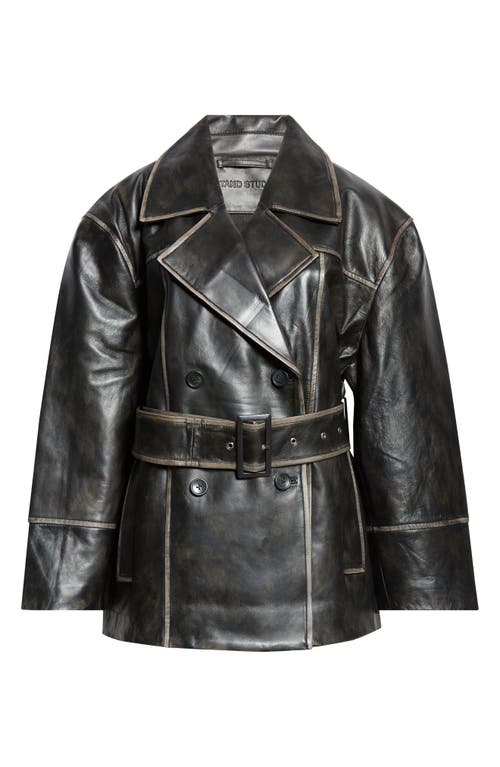 STAND STUDIO STAND STUDIO WILLOW BELTED DOUBLE BREASTED LEATHER JACKET
