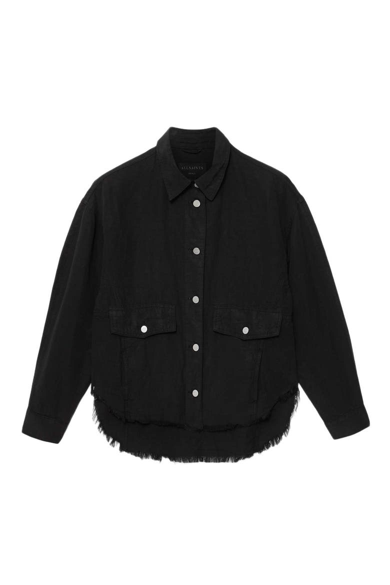Hettie Linen Blend Shacket, Alternate, color, BLACK